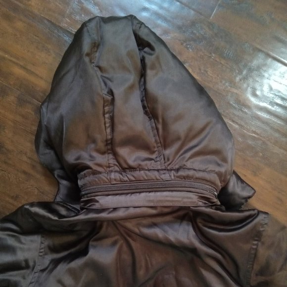 Tommy Hilfiger Glossy Brown Puffer Coat with Detachable Hood Medium 7/8 - Picture 3 of 4